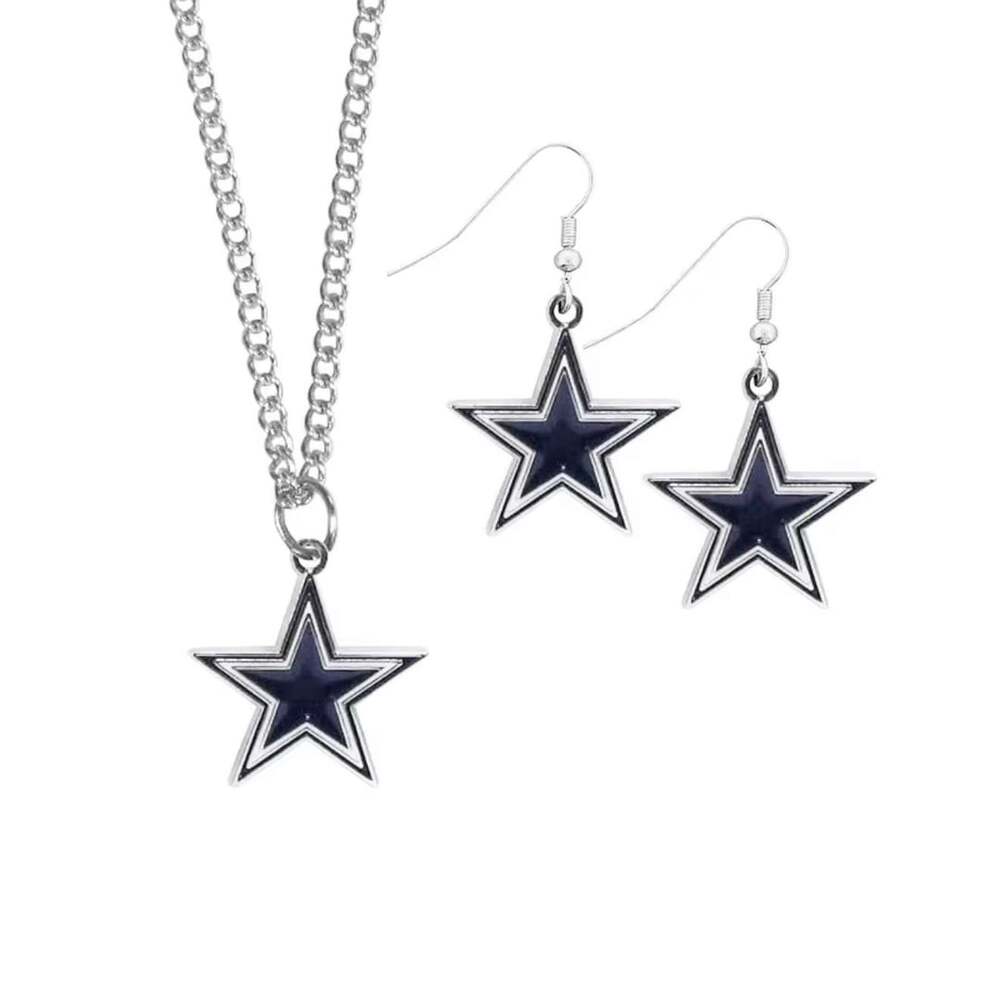 Dallas Cowboys NFL Team Logo Star Necklace and Earring Jewelry Set